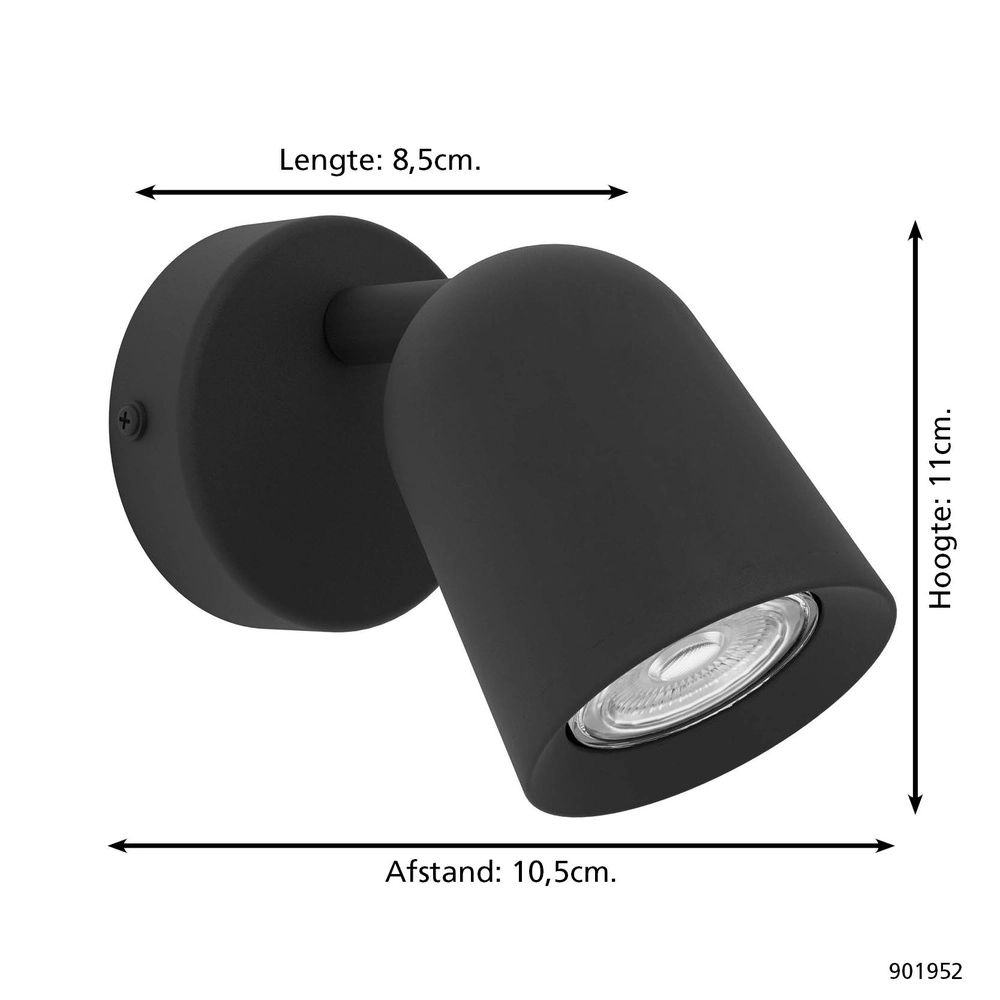 Opbouwspot Camaldoli zwart Eglo 9008606360437