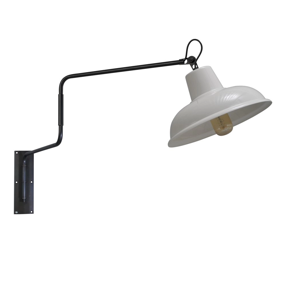 Retro witte wandleeslamp Industria 123cm zwart met wit