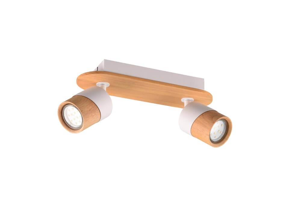 Plafondlamp hout met wit Aruni 2-lichts