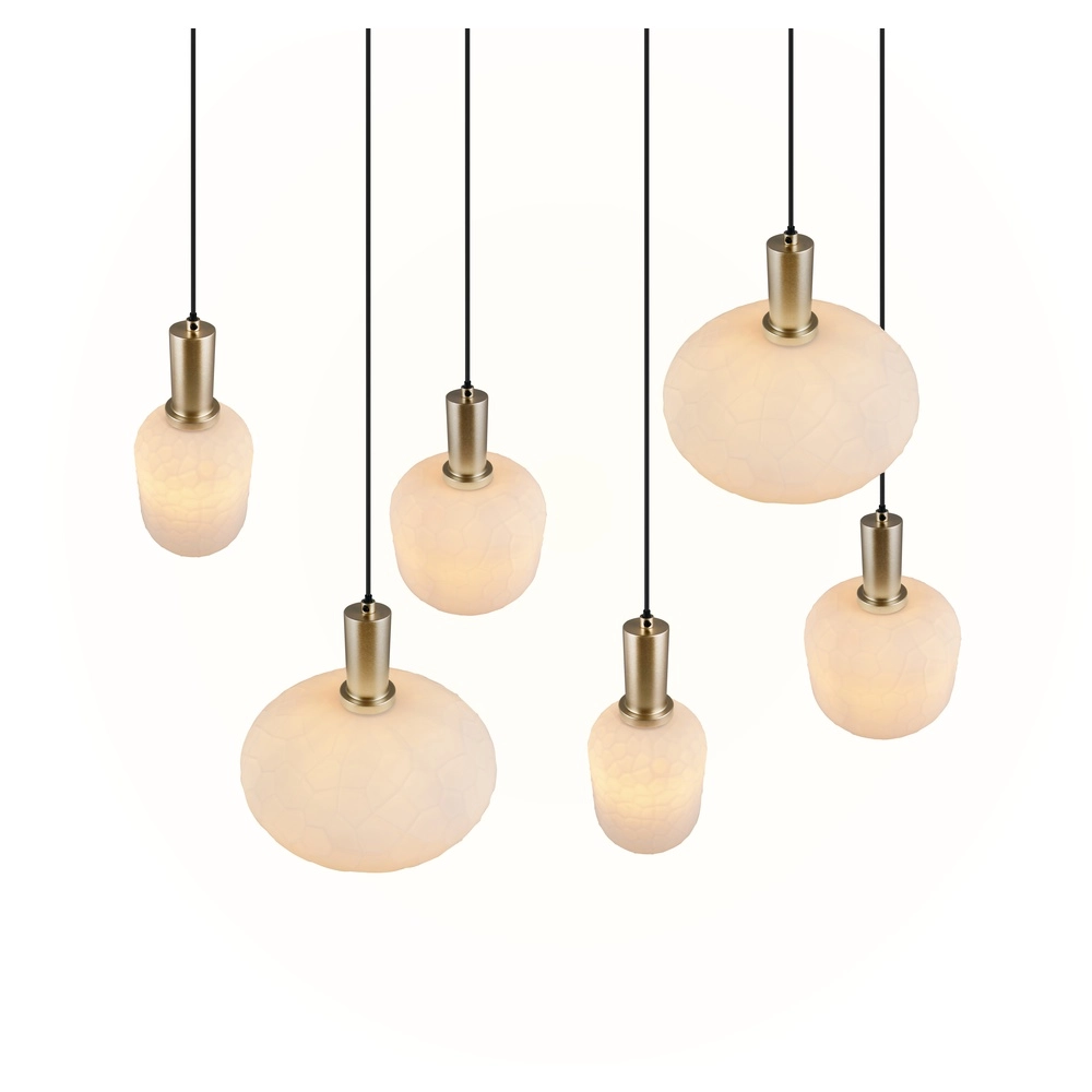 6-lichts hanglamp Emelie goud met wit glas Trio 4017807724332