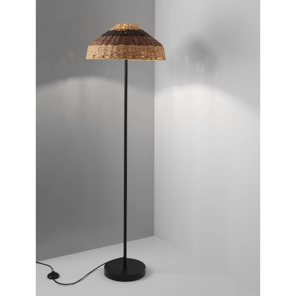 Vloerlamp Caro zwart en rotan Lyora 5212017453013