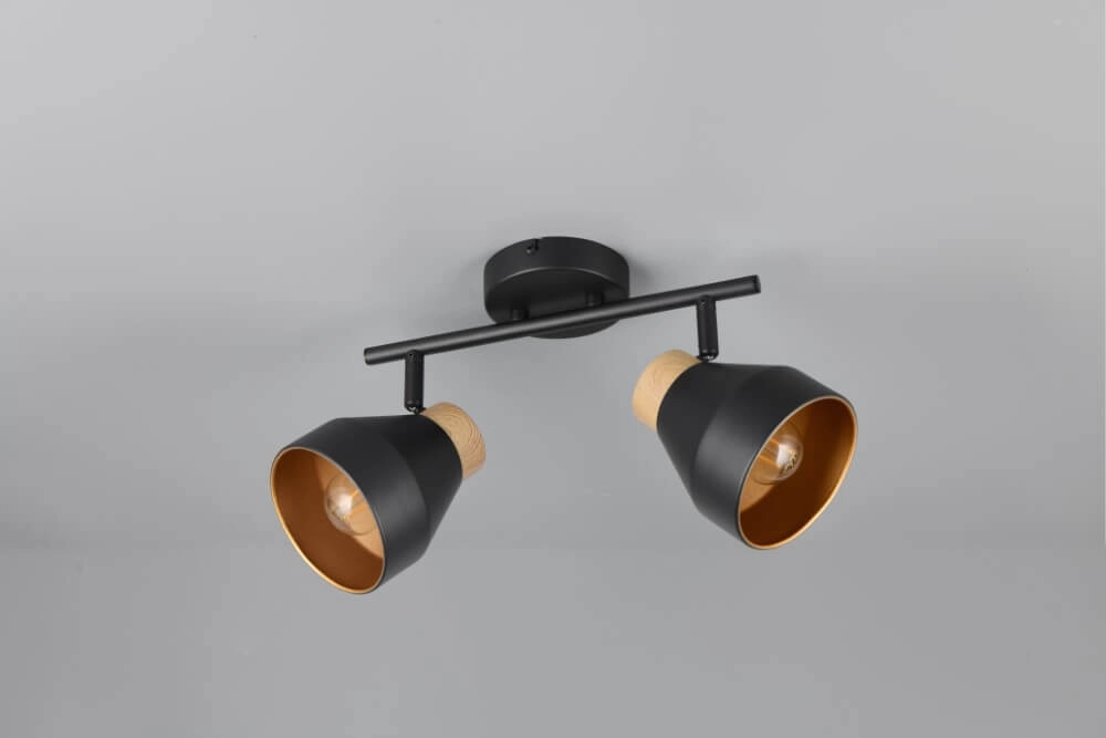 Design plafondlamp 2-lichts Valentin zwart Trio 4017807637410