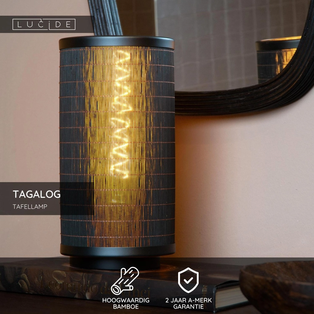 Tafellamp Tagalog Ø 15cm zwart Lucide 5411212211637