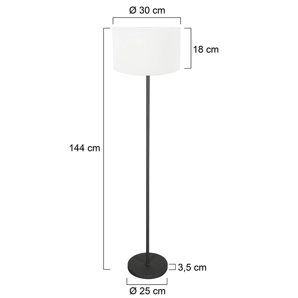 Zwarte vloerlamp Noor met kap wit Steinhauer 8712746182385