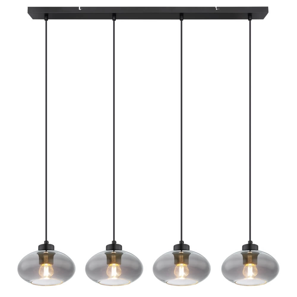 Zwarte hanglamp Shaun 4-lichts recht Globo 9007371442478