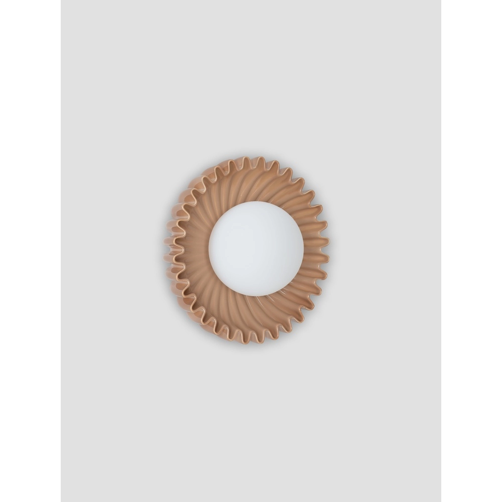 Wandlamp Petel karamel bruin met wit glas Lyora 5212017483973