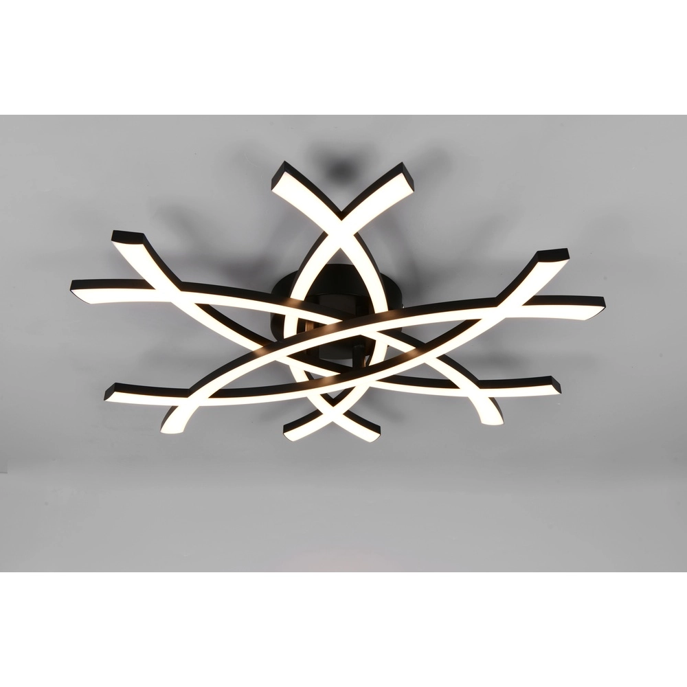 Moderne plafondlamp Pollock 60cm zwart Trio 4017807659078