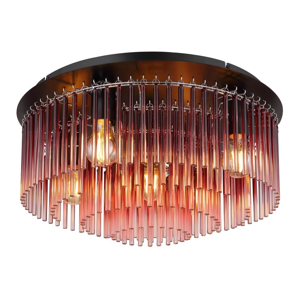 Zwarte plafondlamp Gorley met rood glas Ø 50cm