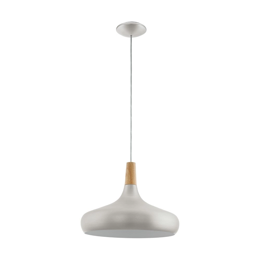 Moderne hanglamp Sabinar 40cm RVS met houtbruin Eglo 9008606300013