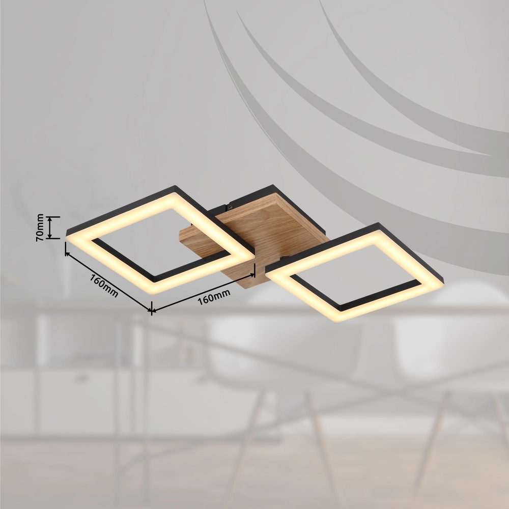 Design plafondlamp Kerry zwart met houtlook Globo 9007371440221