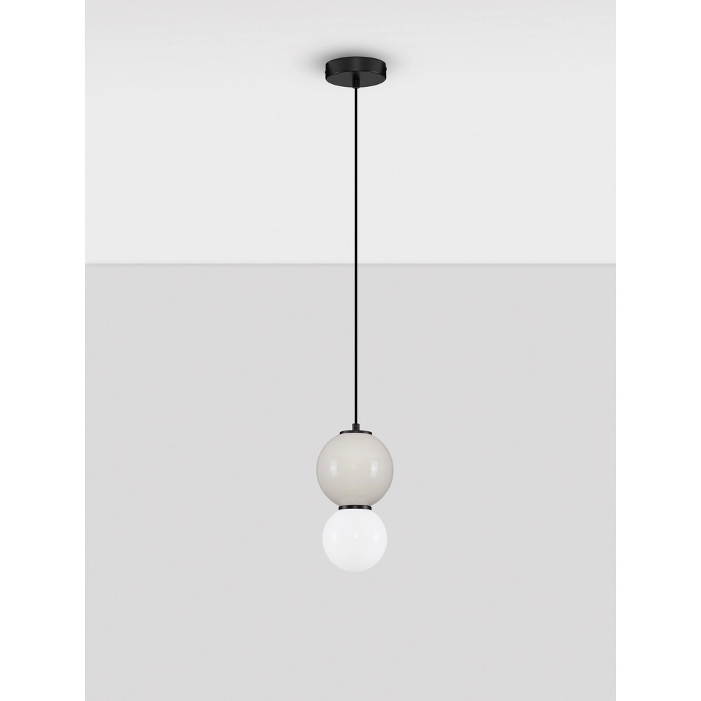 Hanglamp Noesis Ø 15cm licht grijs met wit Lyora 5212017483690