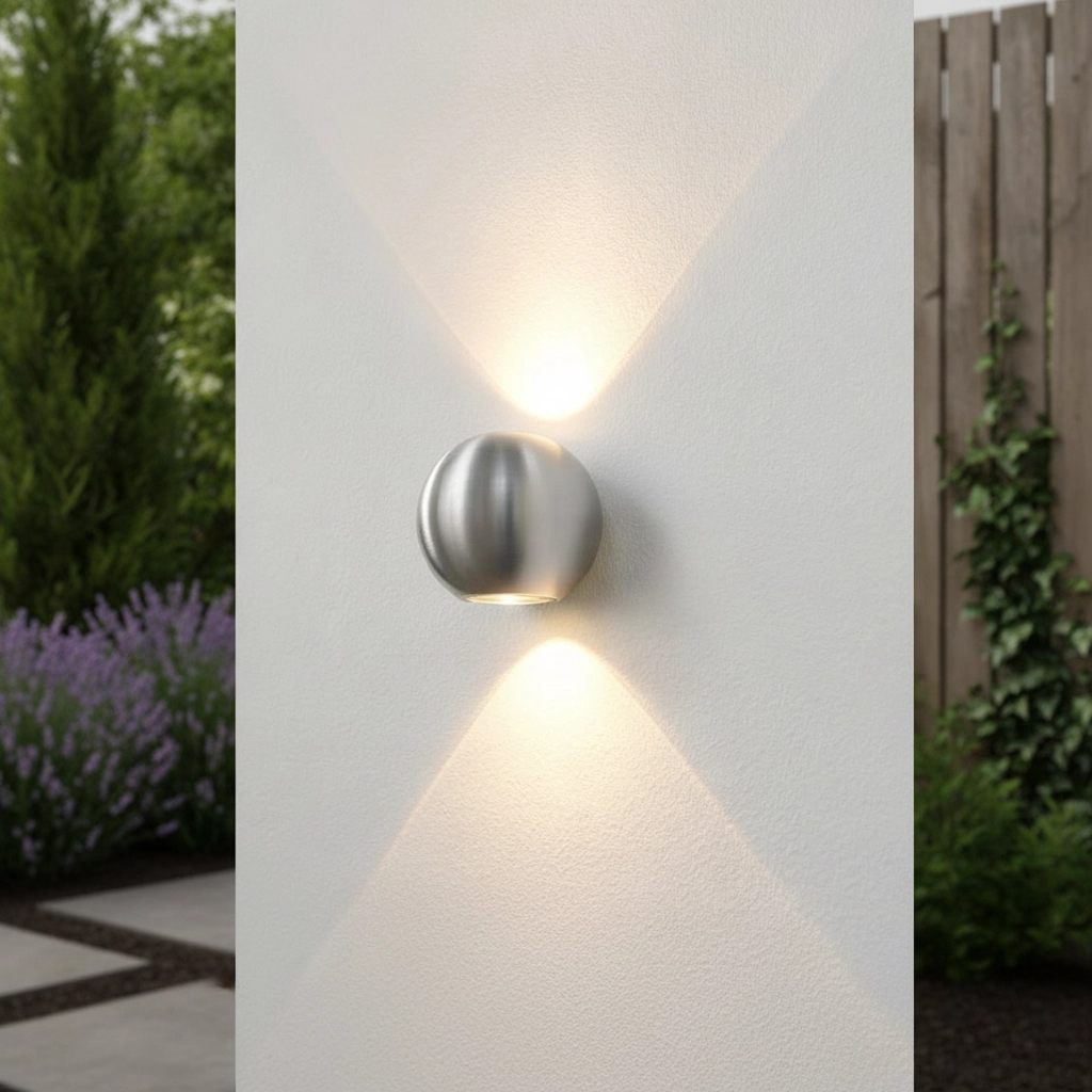 Buitenlamp up/down Denver rond - grijs