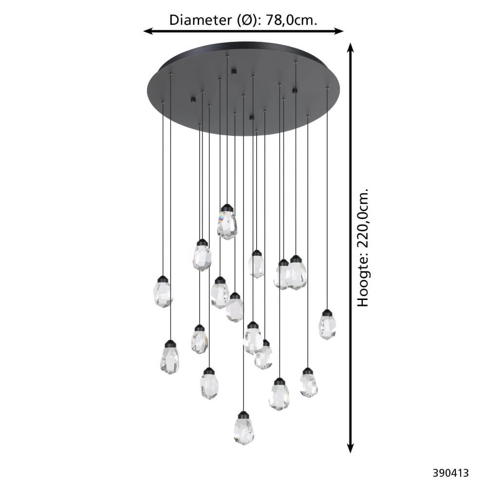 17-lichts hanglamp Sindicat zwart Stars of Light 9008606307111