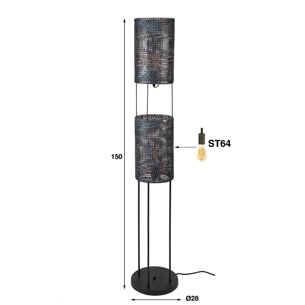 2L Schubbenlook vloerlamp Armor Ø 28cm Lyora 8716803512948