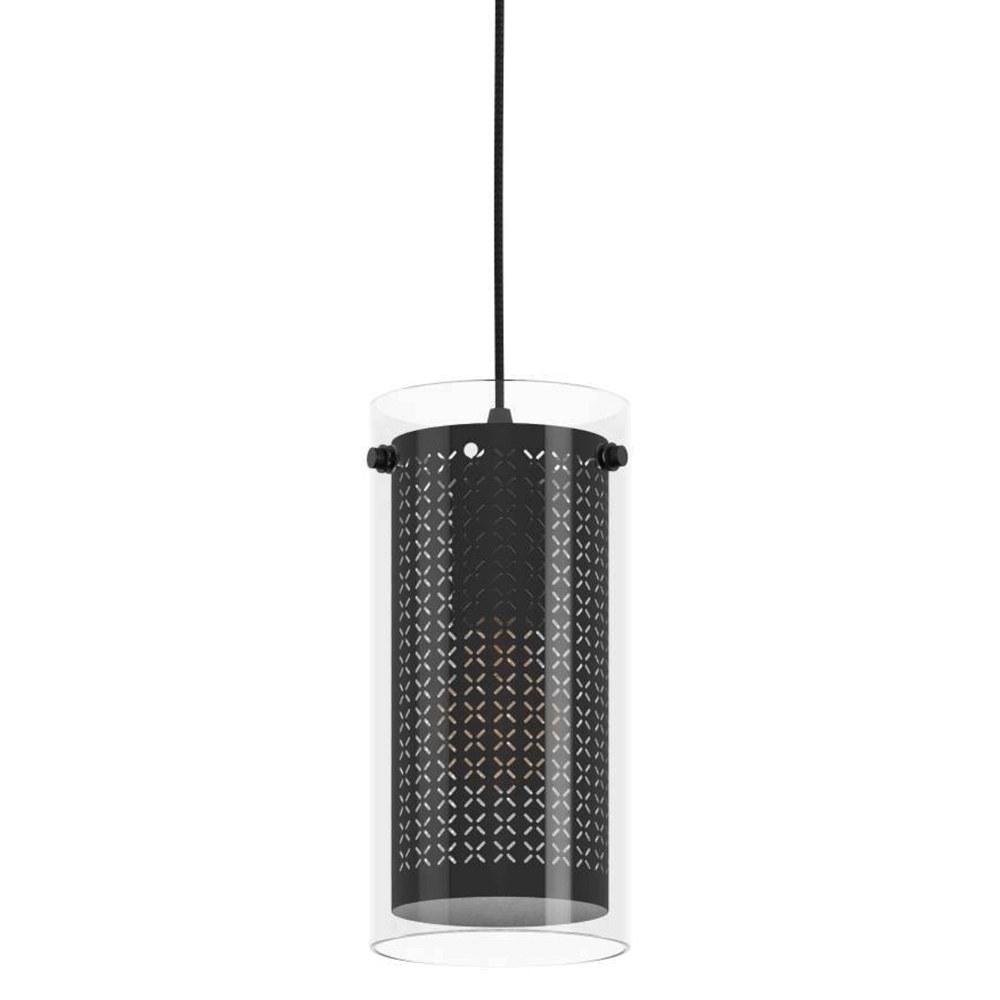 Hanglamp Pinto Textil 1 zwart met glas