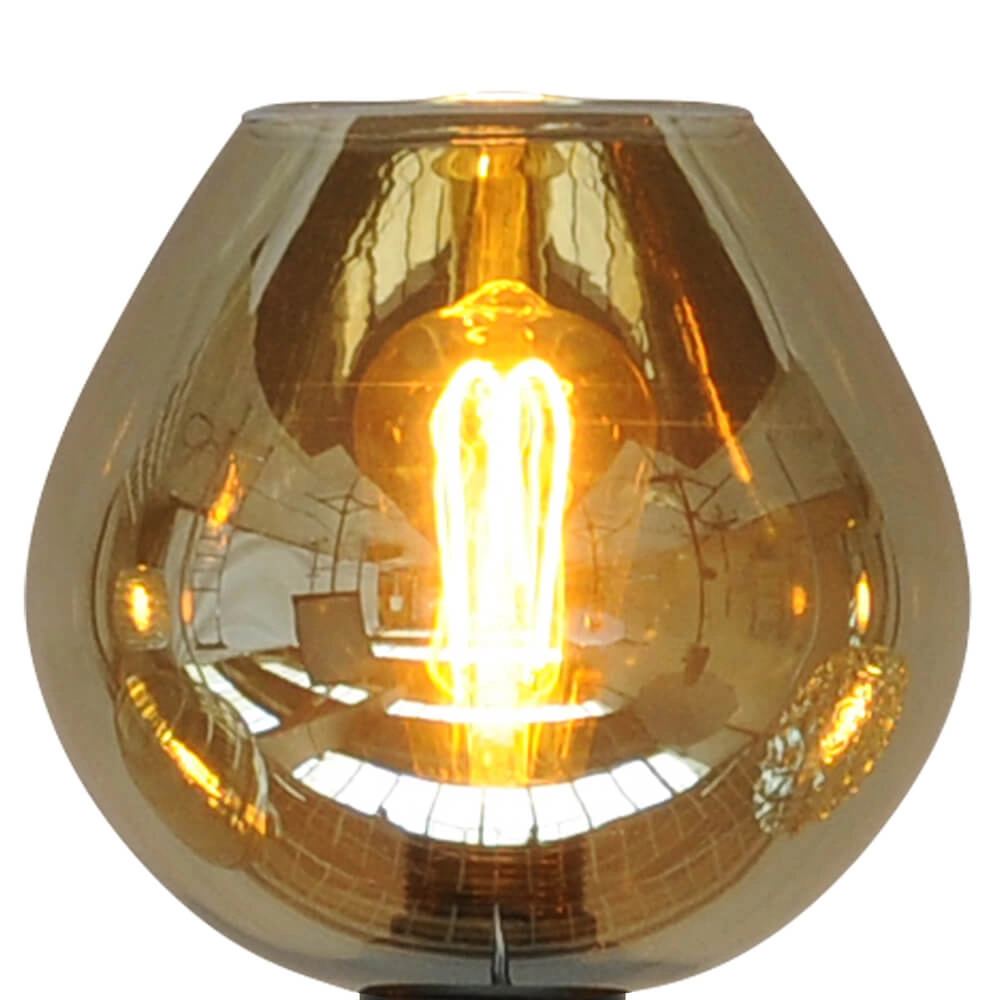 Zwarte tafellamp Quinto 24cm met smoke glas Masterlight 8718121214641