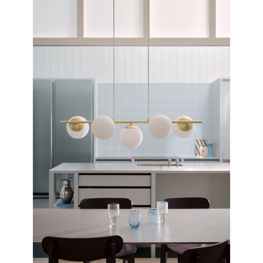 Scandinavische hanglamp Lilly goud met wit Nordlux 5704924027291