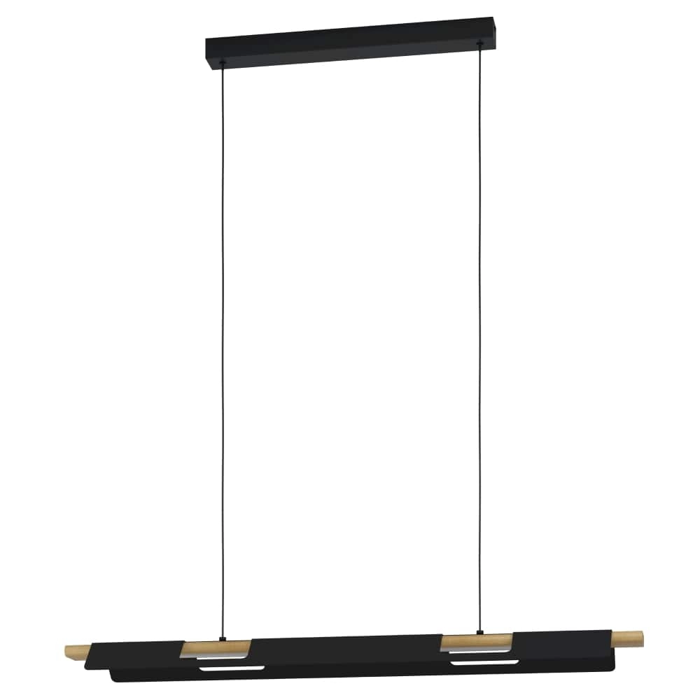 Kantoor hanglamp Ermua zwart met hout Kantoor hanglamp Ermua zwart met hout