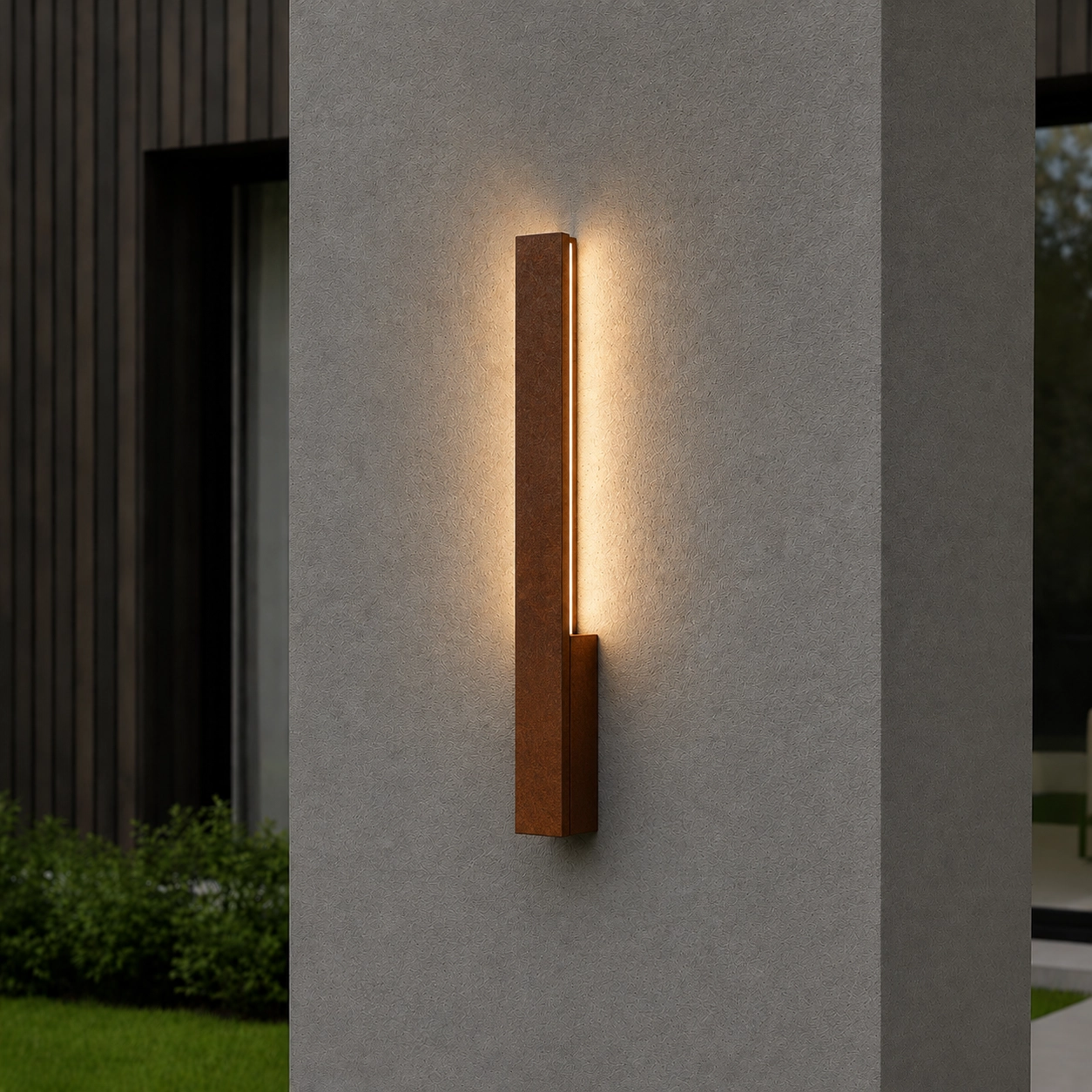 Strakke wandlamp Isos roestbruin 61cm