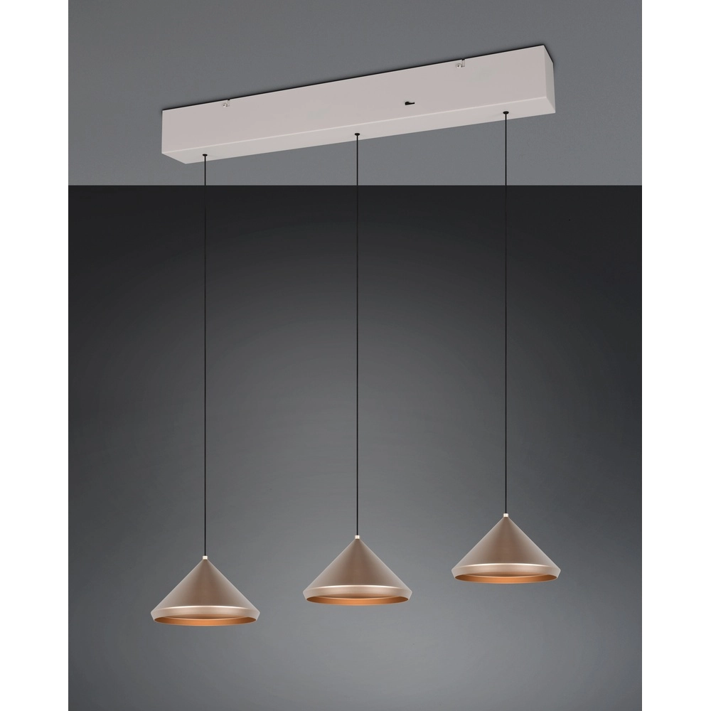 3-lichts hanglamp Laguna koffie bruin Trio 4017807671056
