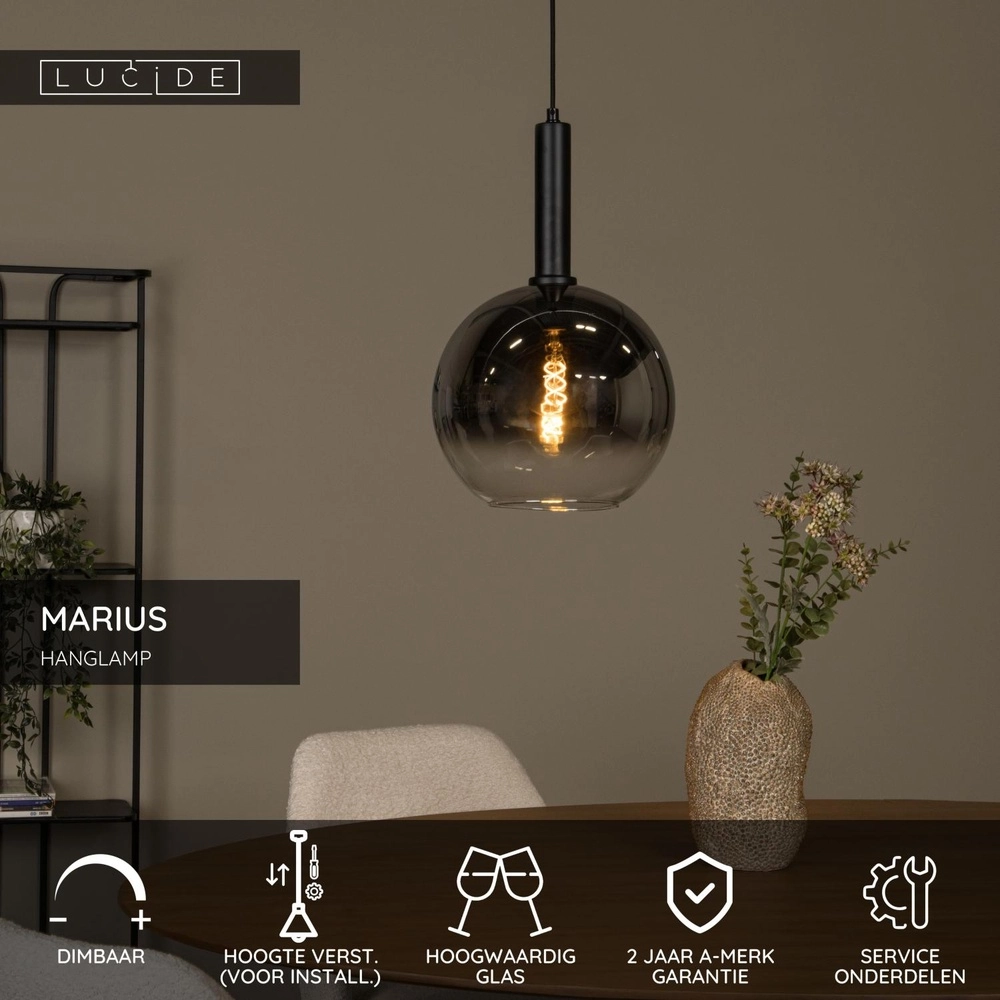 Hanglamp Marius Ø 30cm zwart Lucide 5411212452252