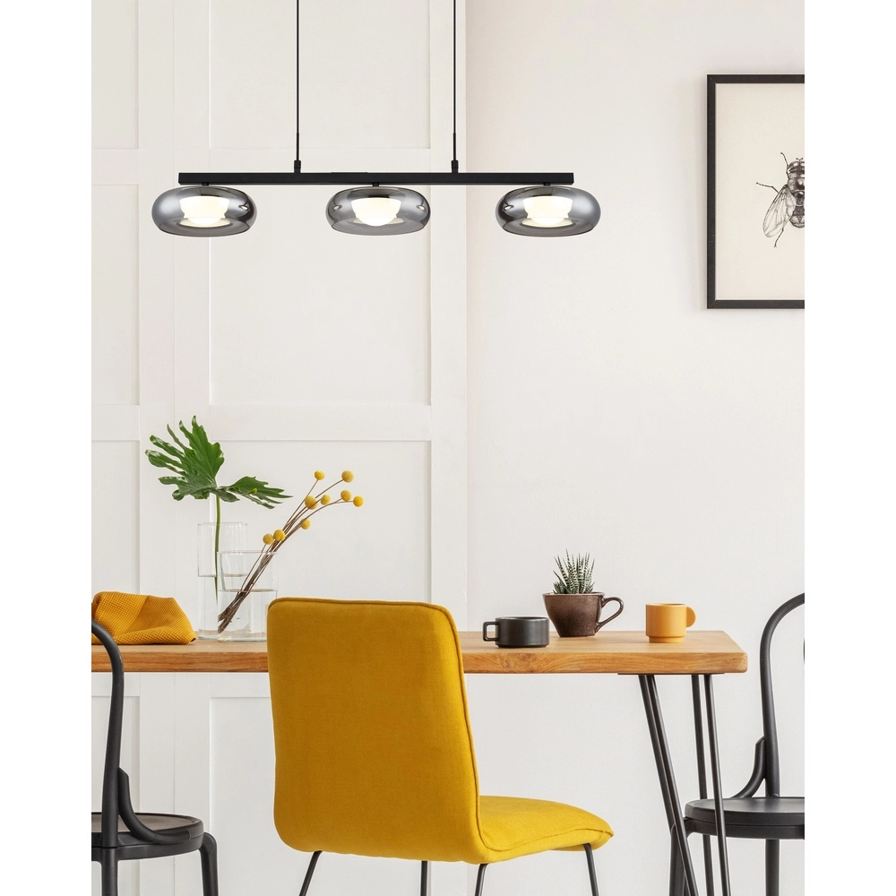 Design hanglamp Carlene 3-lichts zwart Globo 9007371566181