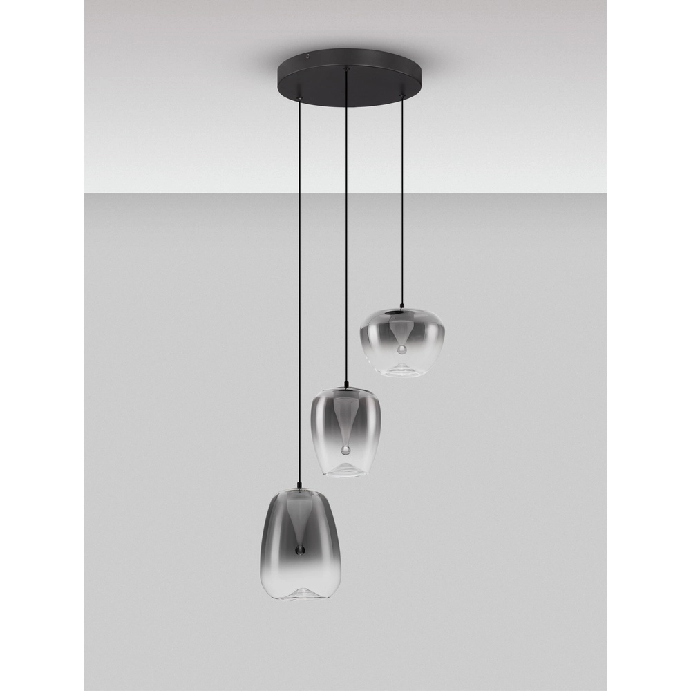 Design hanglamp Oblo 3-lichts smoke glas Lyora 5212017474124