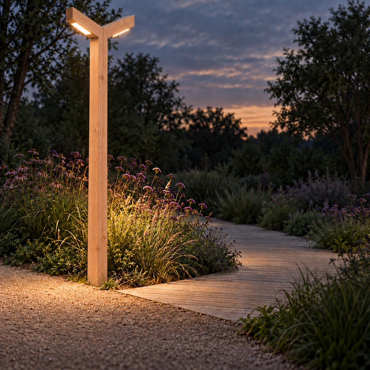Dubbele houten straatlamp Stelle Douglas - 4M - PH08 - 3000K