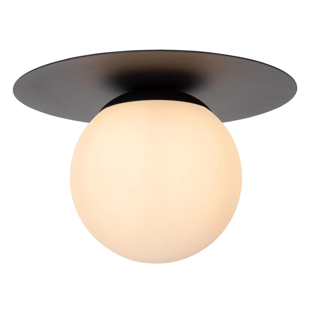 Plafondlamp Tricia zwart met witte bol Lucide 5411212791993