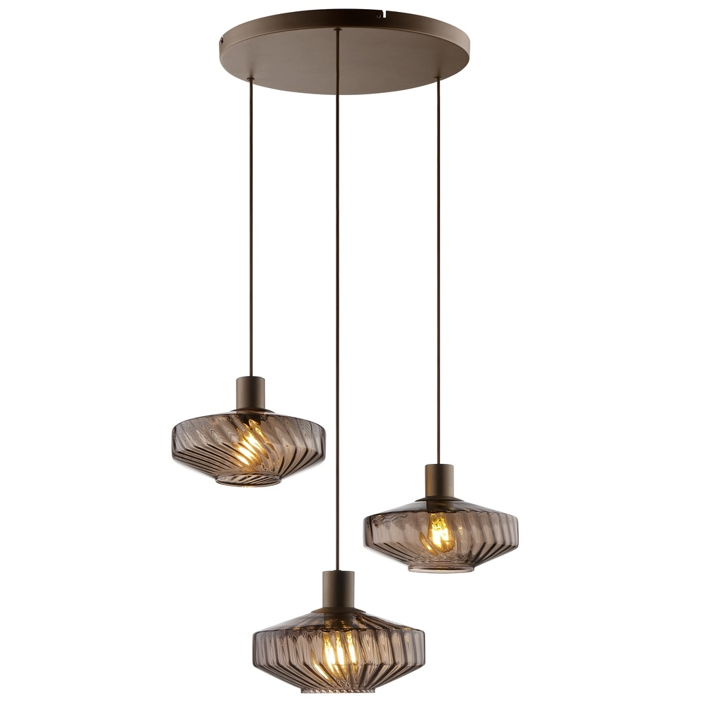 Unieke hanglamp Lyn koffie bruin 3-lichts