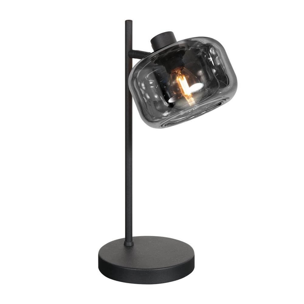 Zwarte tafellamp Tenebris met smoke glas