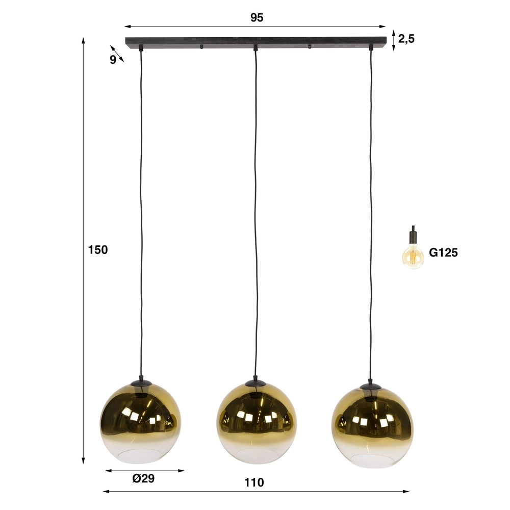 3L hanglamp Bubble met goud fading glas Lyora 8716803511200