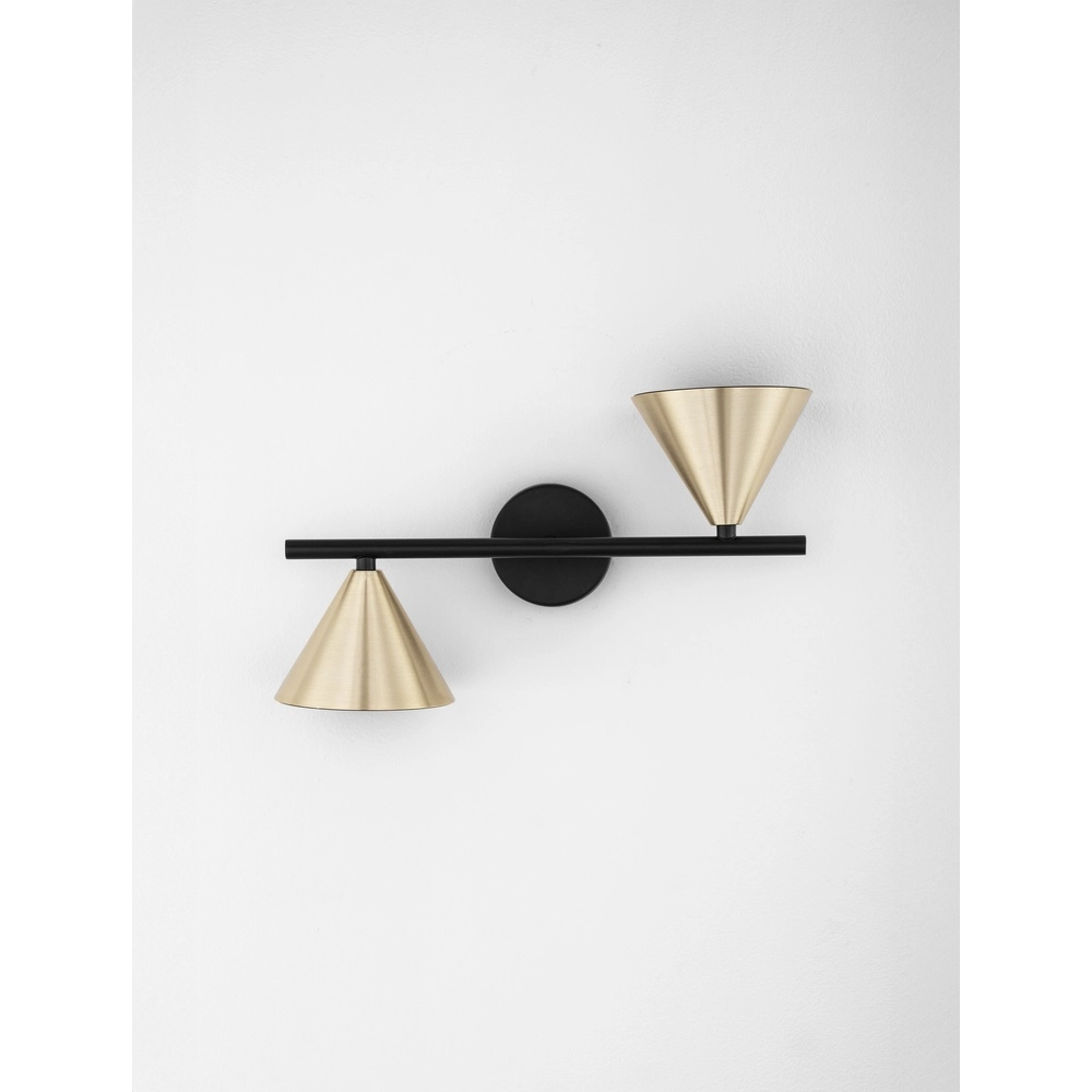 Wandlamp Conico dubbel zwart met goud Lyora 5212017475398