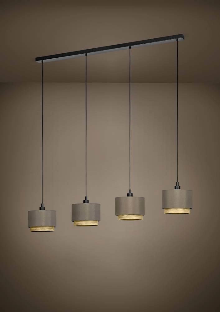 4-lichts hanglamp Marchena cappucino met hout Stars of Light 9008606240074