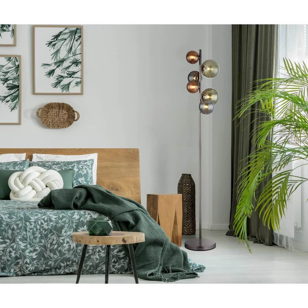 Zwarte vloerlamp Riha gekleurd glas 6-lichts Globo 9007371450114