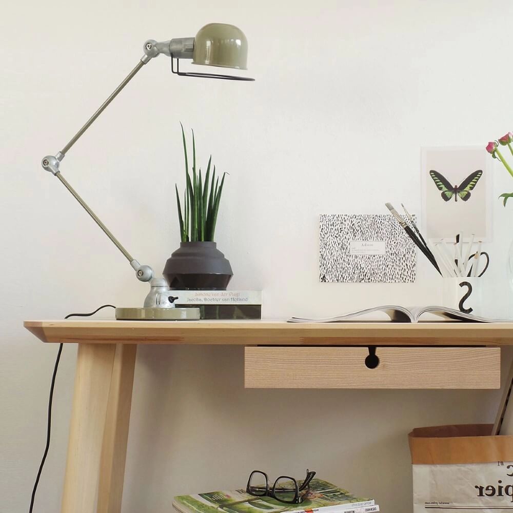 Landelijke bureaulamp Davin retro groen met grijs Steinhauer 8712746102000
