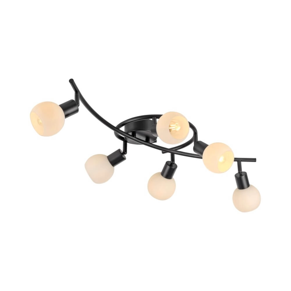 Zwarte plafondlamp Loki 6-lichts