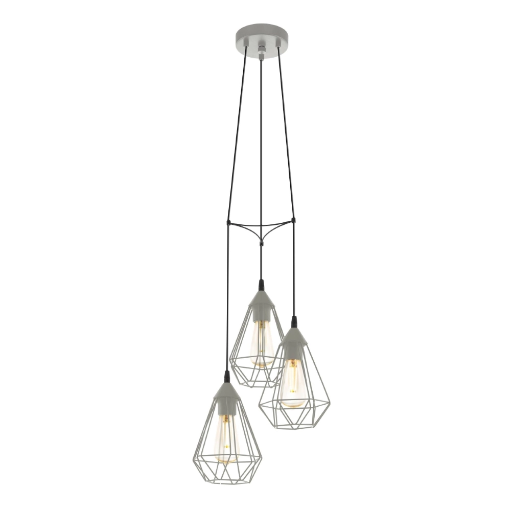 Grijze hanglamp Tarbes 3-lichts
