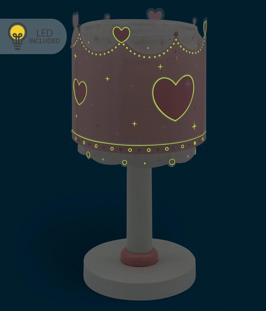 Kinderkamer tafellamp Little Queen roze glow in the dark Dalber 8420406002293