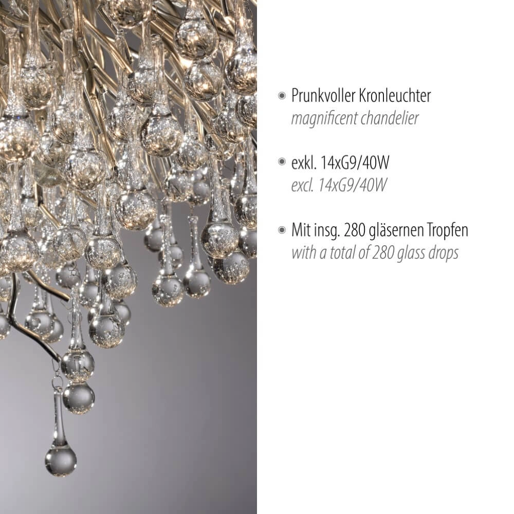 Kroonluchter Icicle metaal 100cm Paul Neuhaus 4012248352113