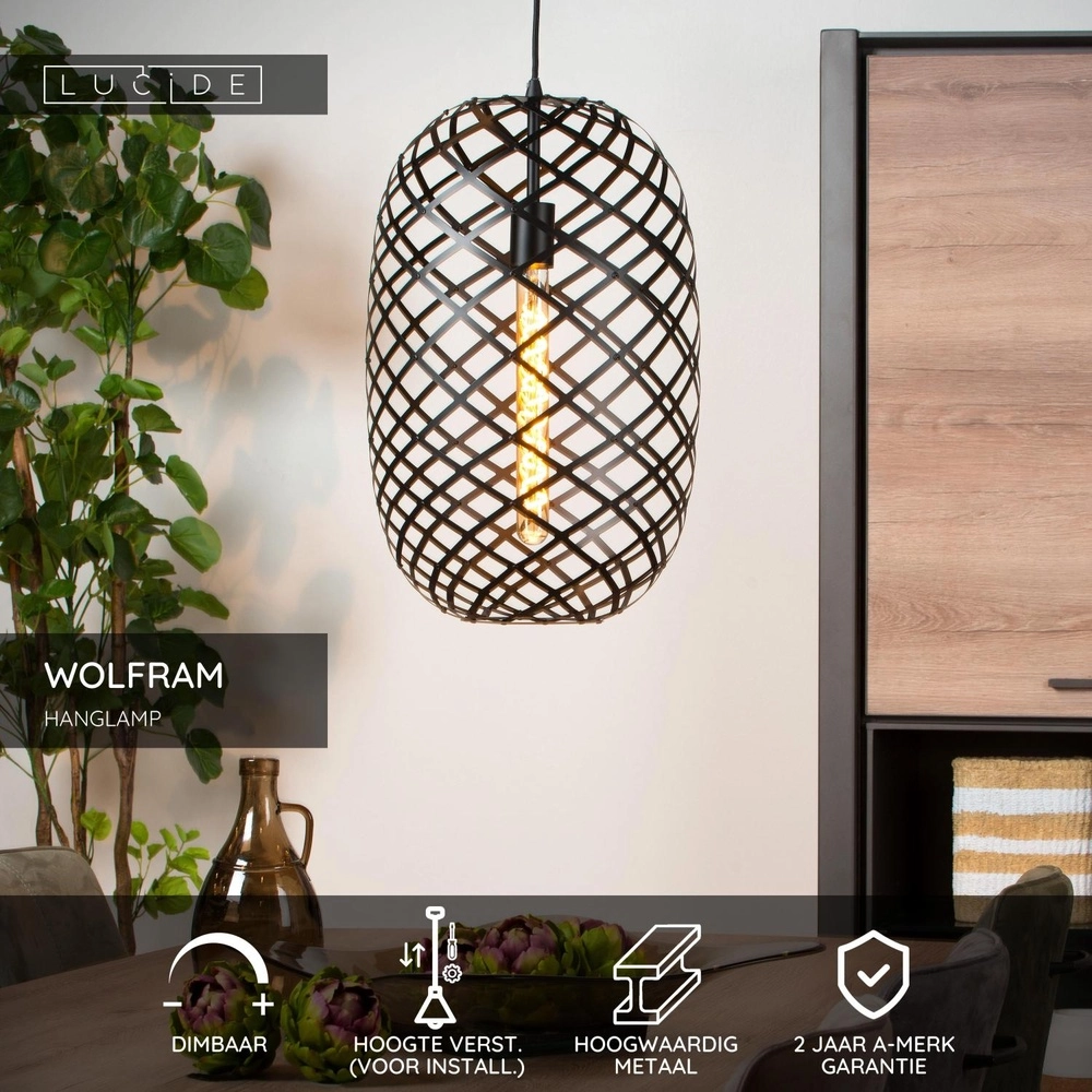 Hanglamp Wolfram Ø 32cm zwart Lucide 5411212211163