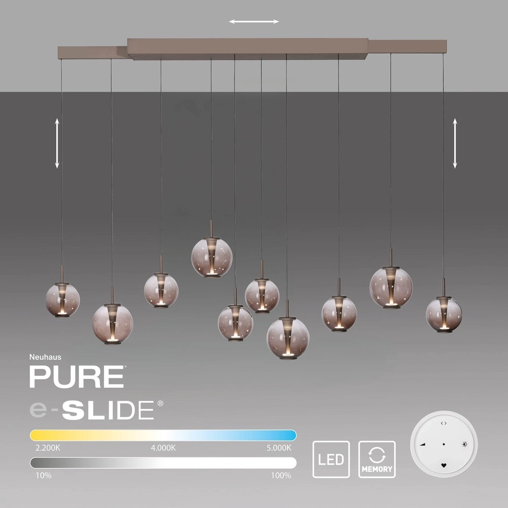 Hanglamp Pure E-Infinty bronce met amber glas Paul Neuhaus 4012248397886
