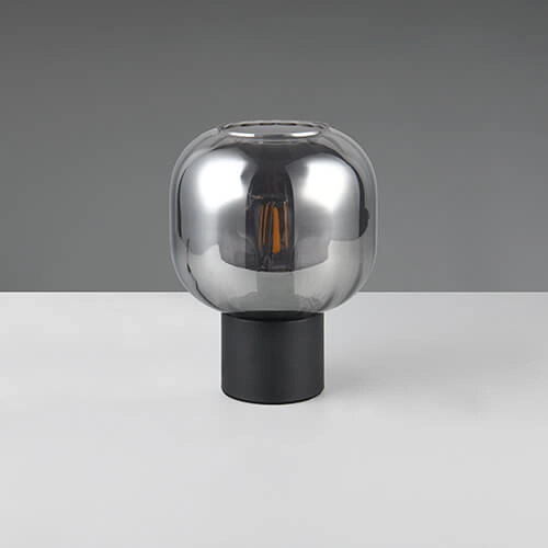 Trendy tafellamp Diva zwart met smoke glas Trio 4017807614596