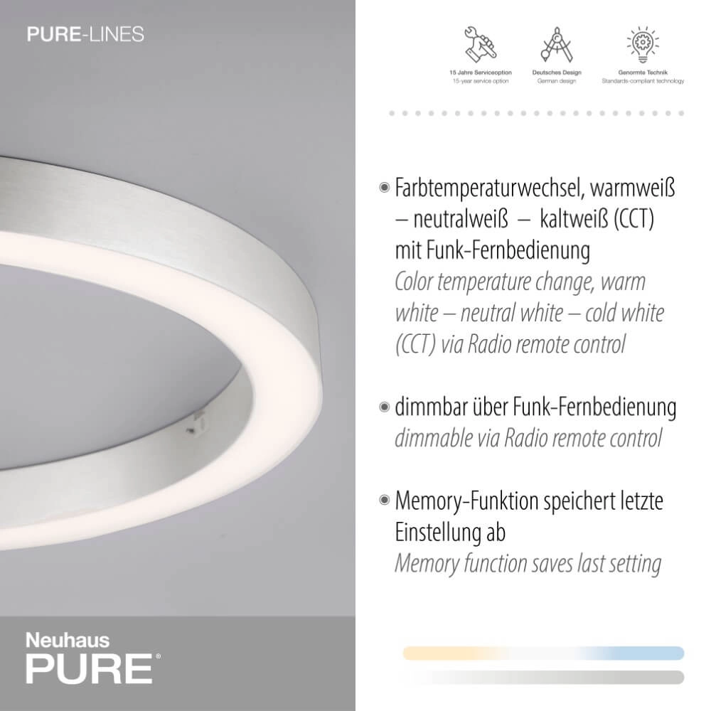 Ronde vloerlamp Pure Lines Round Ø 50cm aluminium Paul Neuhaus 4012248375860