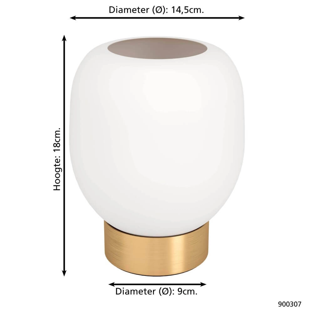 Gouden tafellamp Manzanares met wit glas Eglo 9008606235926