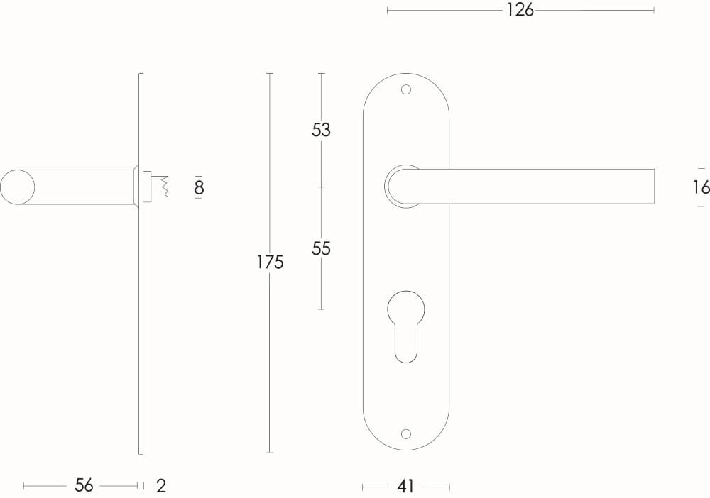 Deurklink Recht profielcilinder 55mm RVS Intersteel 8714186060544