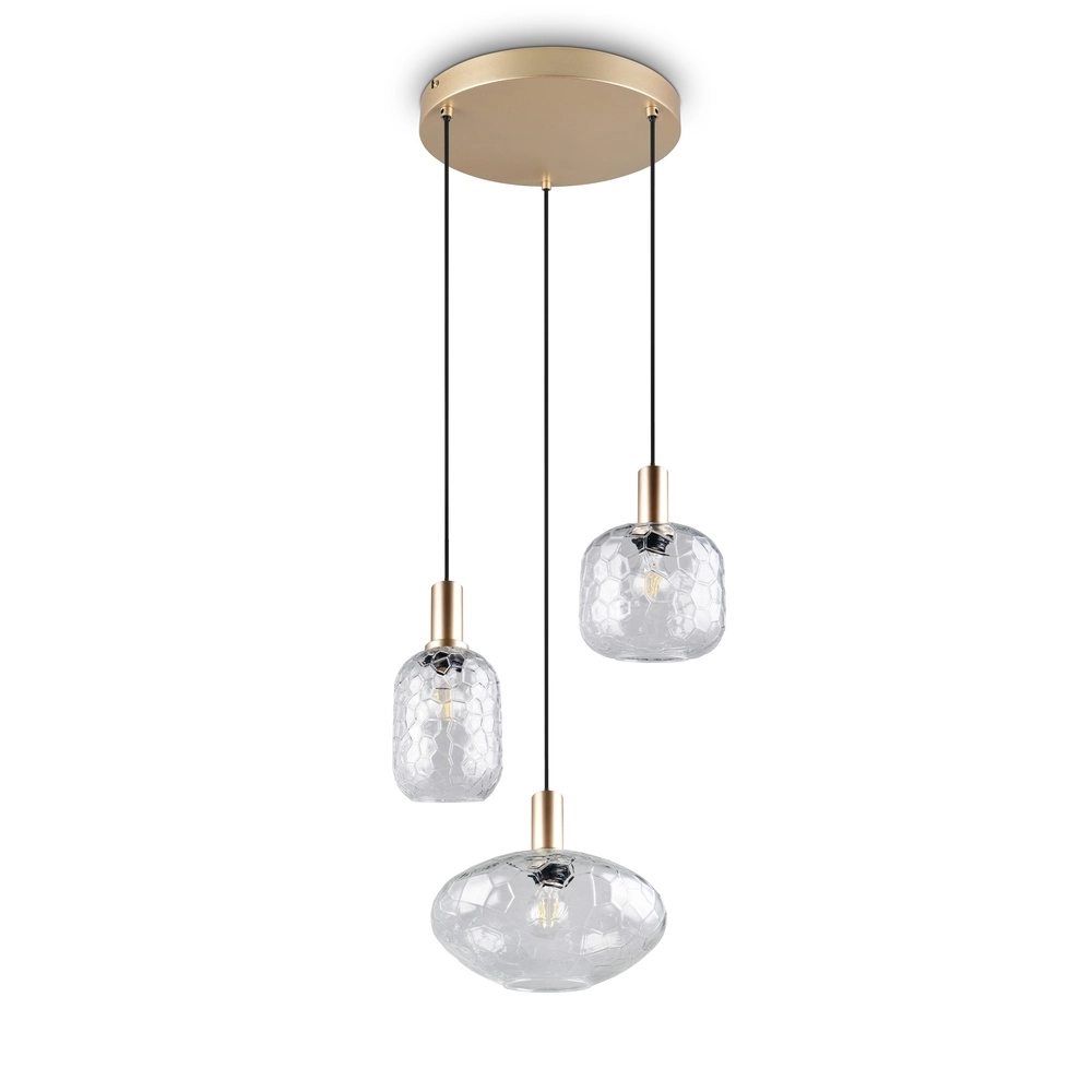 3-lichts hanglamp Emelie goud met smoke glas Trio 4017807702552