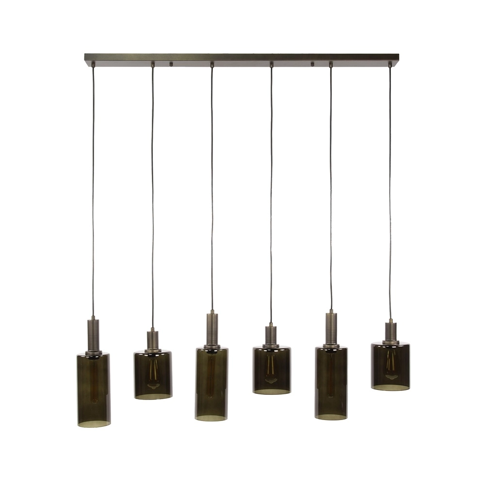 Eettafel hanglamp Sepiora Sienna bruin - donker glas Lyora 8716803513457