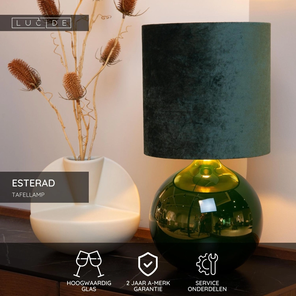 Groene schemerlamp Esterad Ø 24cm Lucide 5411212105943