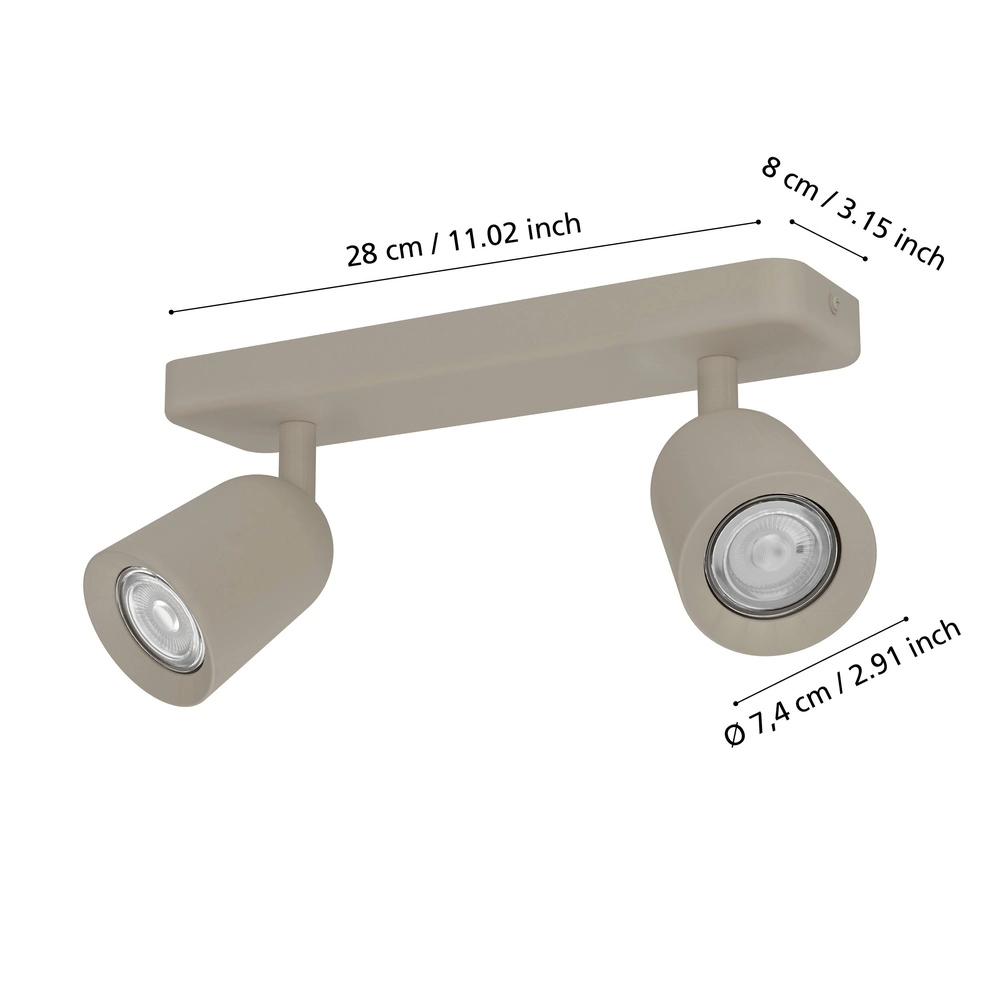 Zandbruine plafondlamp Camaldoli 2x GU10 - richtbaar Eglo 9008606363162